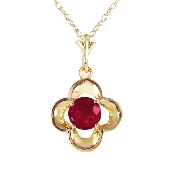 14K. SOLID GOLD NECKLACE WITH NATURAL RUBY (Yellow Gold) - Picture 2 of 7